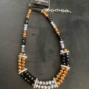 Black and Gold Dynamic Beaded Necklace